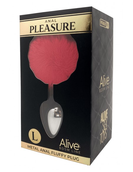  Plug métal Fluffy L rouge - Alive - Men Avenue - SexShop Gay