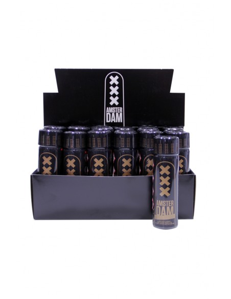 Box 18 poppers Amsterdam XXX Black Label Amyl 24ml - Men Avenue - SexShop Gay