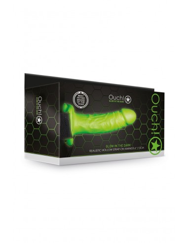  Gode-ceinture creux phosphorescent  18cm - Ouch - Men Avenue - SexShop Gay