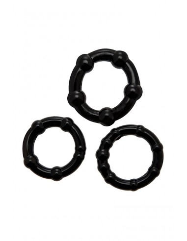  Set 3 Cockrings noir Babooom - Wooomy - Men Avenue - SexShop Gay