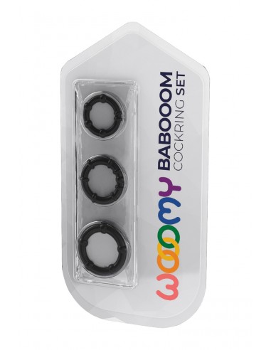  Set 3 Cockrings noir Babooom - Wooomy - Men Avenue - SexShop Gay
