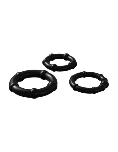  Set 3 Cockrings noir Babooom - Wooomy - Men Avenue - SexShop Gay
