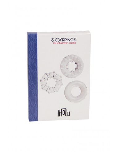  3 cockrings transparents - Litolu - Men Avenue - SexShop Gay