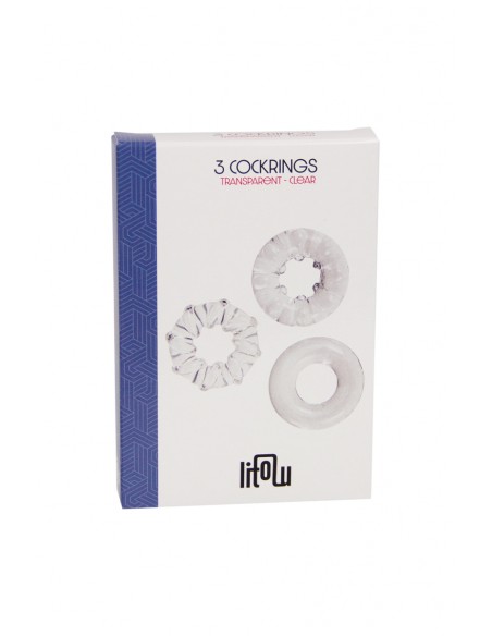  3 cockrings transparents - Litolu - Men Avenue - SexShop Gay