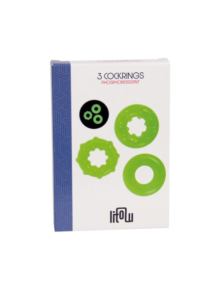  3 cockrings phosphorescents - Litolu - Men Avenue - SexShop Gay