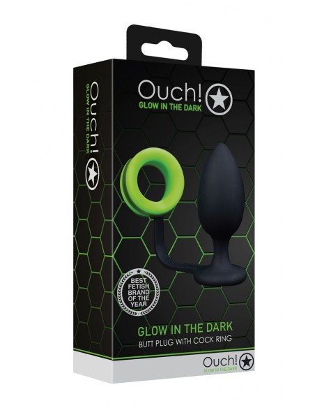  Plug avec cockring phosphorescent - Ouch - Men Avenue - SexShop Gay