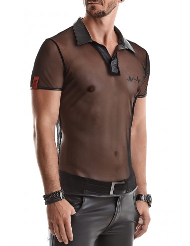  Polo en maille noire transparente - Regnes - Men Avenue - SexShop Gay