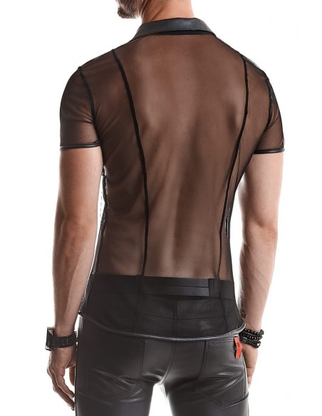  Polo en maille noire transparente - Regnes - Men Avenue - SexShop Gay