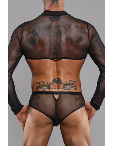  Crop top tulle noir transparent - Regnes - Men Avenue - SexShop Gay