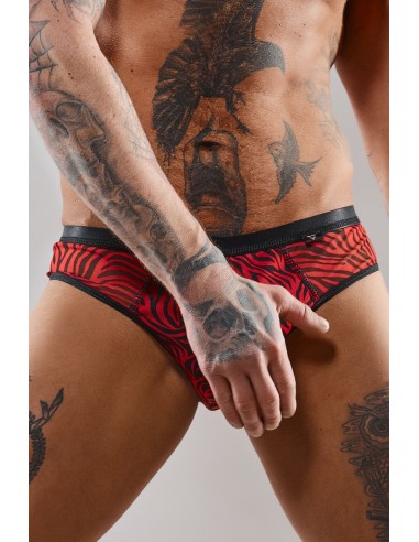  Slip type brésilien ouvert zébré rouge et noir - Regnes - Men Avenue - SexShop Gay