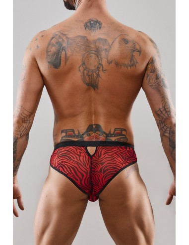  Slip type brésilien ouvert zébré rouge et noir - Regnes - Men Avenue - SexShop Gay