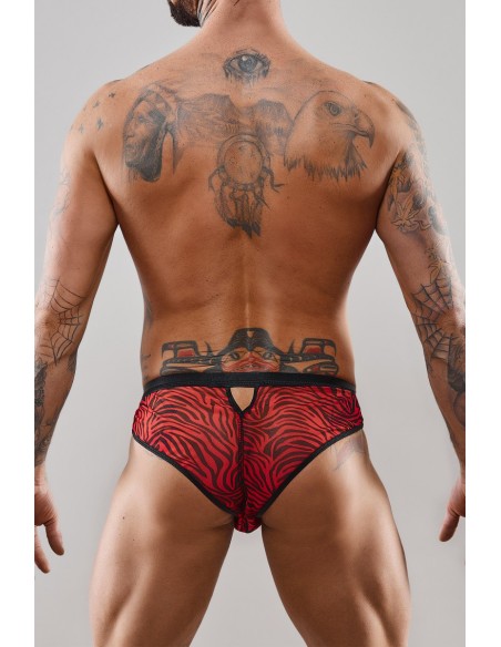  Slip type brésilien ouvert zébré rouge et noir - Regnes - Men Avenue - SexShop Gay
