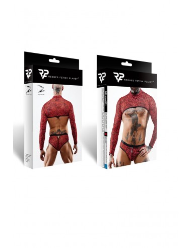  Crop top tulle zébré rouge et noir - Regnes - Men Avenue - SexShop Gay