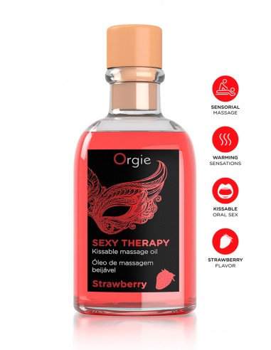  Huile de massage embrassable Sexy Therapy fraise - Men Avenue - SexShop Gay