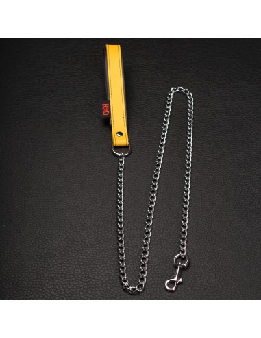 Laisse avec Poignée en cuir 1m Jaune