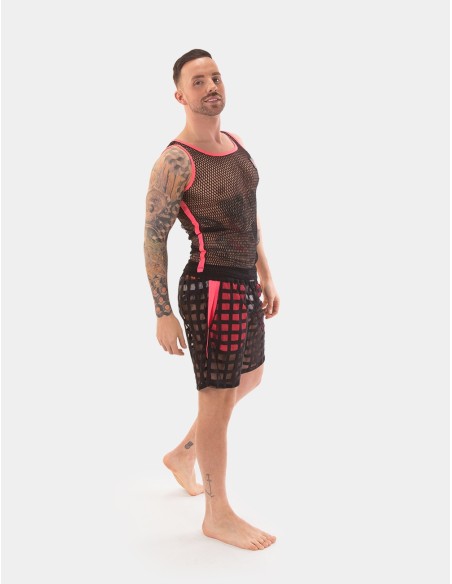 Débardeur Filet Touma Noir-Rose