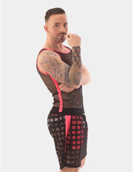 Débardeur Filet Touma Noir-Rose