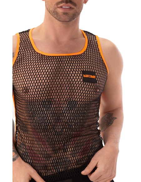 Débardeur Filet TOUMA Noir-Orange