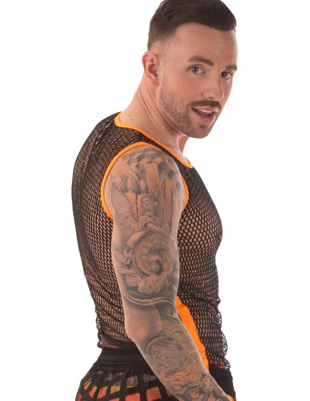 Débardeur Filet TOUMA Noir-Orange