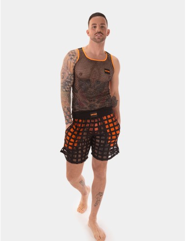 Débardeur Filet TOUMA Noir-Orange
