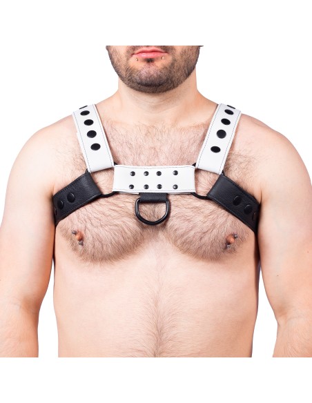 Harnais en cuir Snap Noir-Blanc