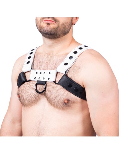 Harnais en cuir Snap Noir-Blanc