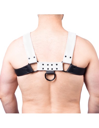 Harnais en cuir Snap Noir-Blanc