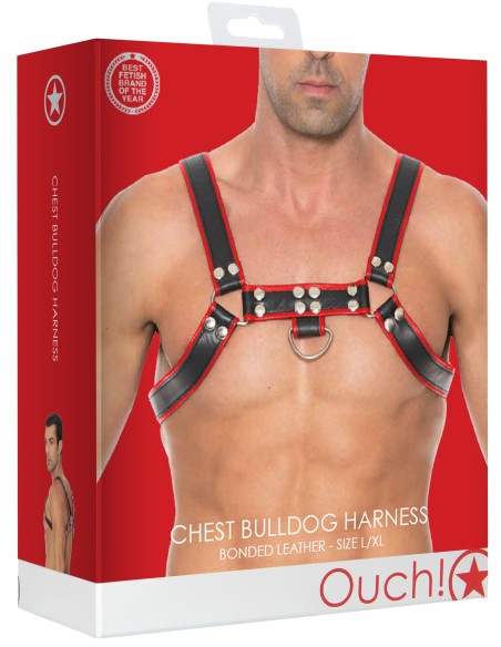 Harnais Chest Bulldog Noir-Rouge