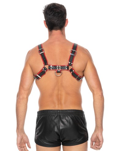 Harnais Chest Bulldog Noir-Rouge