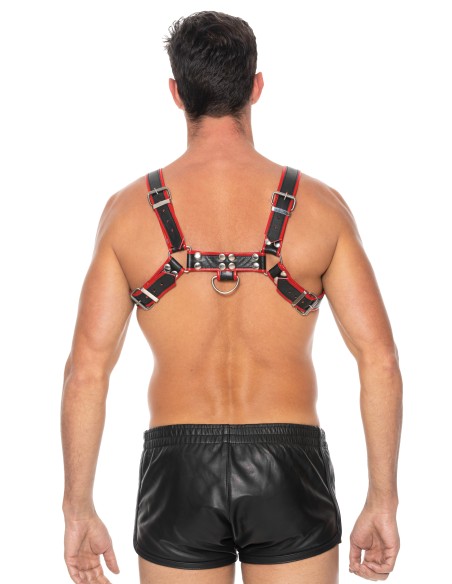 Harnais Chest Bulldog Noir-Rouge