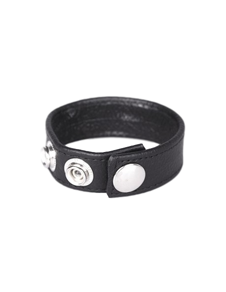 Anneau Pénien Cuir Noir 3 Pressions