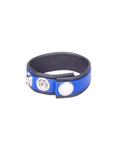 Anneau pénien en cuir Bleu et noir