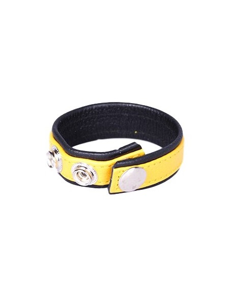 Anneau Pénien Cuir Jaune 3 pressions