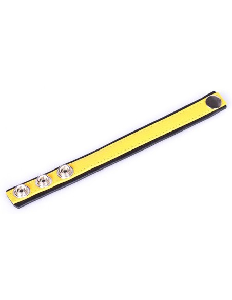 Anneau Pénien Cuir Jaune 3 pressions