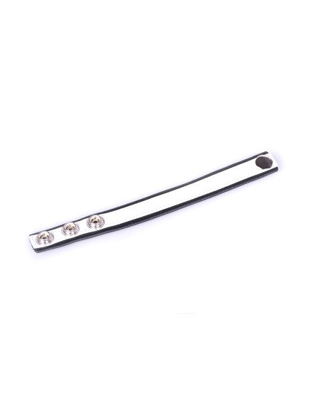 Anneau Pénien Cuir Blanc 3 pressions