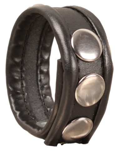 Cockring en cuir - Noir/Noir - 3 pressions