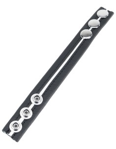 Cockring en cuir 3 Pressions Noir-Blanc 2