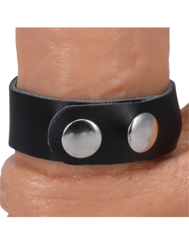 Cockring ajustable en cuir The Leather 3 Snap Noir