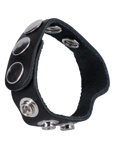 Cockring ajustable en cuir The Leather 5 Snap Noir