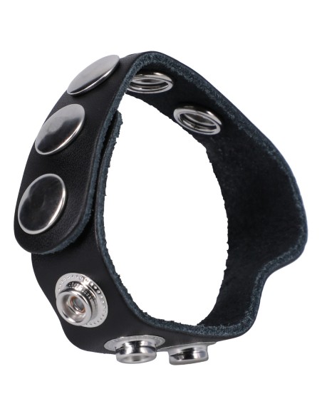 Cockring ajustable en cuir The Leather 5 Snap Noir
