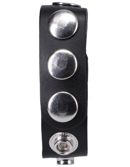 Cockring ajustable en cuir The Leather 5 Snap Noir