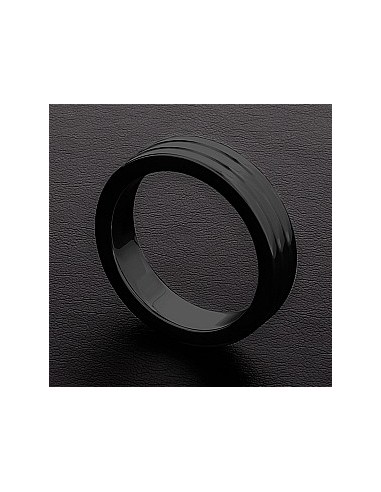 Cockring Ribbed Triune Noir 10mm