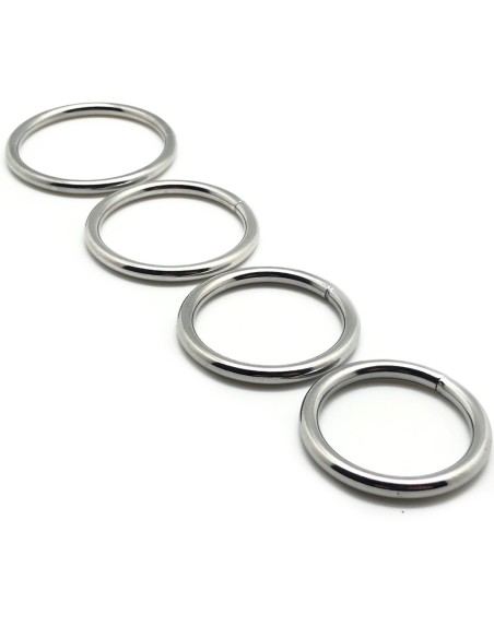 Lot de 4 cockrings en métal ROUND LIGHT | Diamètre de 35 à 50mm