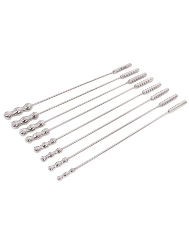 Lot de 8 tiges d'urètre Dilator Beads 28cm - Diamètre de 7 à 14mm