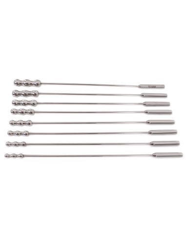 Lot de 8 tiges d'urètre Dilator Beads 28cm - Diamètre de 7 à 14mm