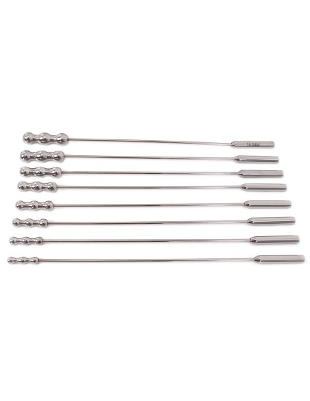 Lot de 8 tiges d'urètre Dilator Beads 28cm - Diamètre de 7 à 14mm