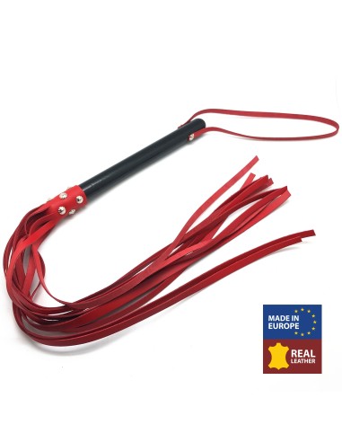 MARTINET BRINS EN CUIR ROUGE - 78cm - MANCHE EN BOIS