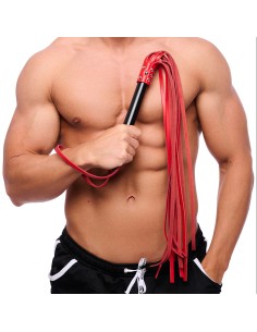 MARTINET BRINS EN CUIR ROUGE - 78cm - MANCHE EN BOIS 2