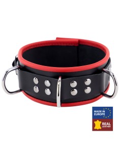 Collier en cuir avec 3 Anneaux D Rouge 2