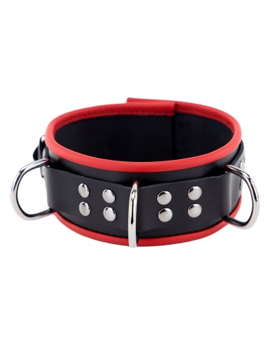 Collier en cuir avec 3 Anneaux D Rouge